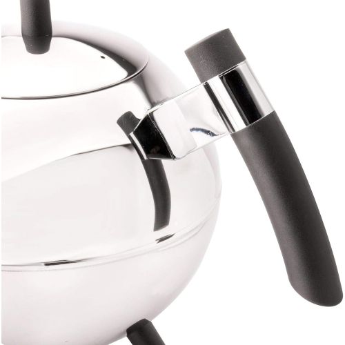  [아마존베스트]Bredemeijer Duet Meteor 4304Z Double-Walled Teapot 1.2 Litre Glossy Stainless Steel Black Fittings