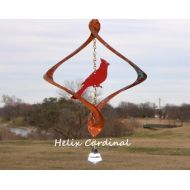 BreezeWayArtists Helix Cardinal Wind Spinner - Outdoor Copper Garden Art Garden Gifts Memorial Wind Sculpture Copper Anniversary Hanging Spinner Sculpture