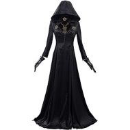 Brehiay Resident Evil Village Costume Alcina Dimitrescu Black Hooded Dress Halloween Vampire Cosplay