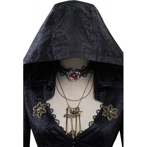  할로윈 용품Brehiay Resident Evil Village Costume Alcina Dimitrescu Black Hooded Dress Halloween Vampire Cosplay