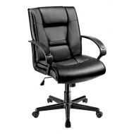 Brenton Studio Ruzzi Vinyl Mid-Back Chair, 41-3/4H x 24-1/2W x 27-1/6D, Black