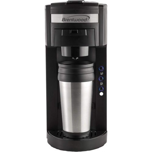  Brentwood Coffee Maker with Travel Mug, K-Cup Single Serve, Black