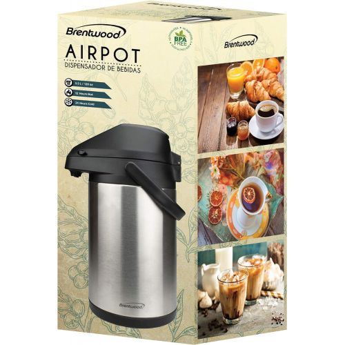  [아마존베스트]Brentwood 3.5-Liter Airpot Hot & Cold Drink Dispenser, Stainless Steel, Black