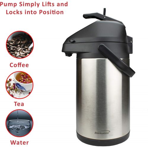  [아마존베스트]Brentwood 3.5-Liter Airpot Hot & Cold Drink Dispenser, Stainless Steel, Black