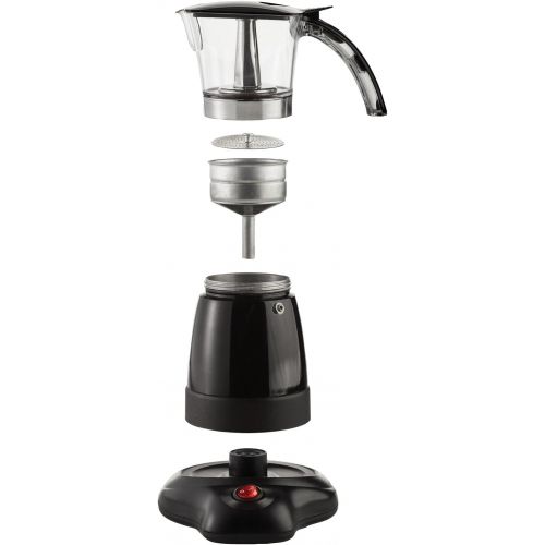  Brentwood Electric Moka Pot Espresso Machine, 6-Cup, Black