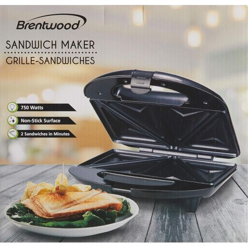  [아마존베스트]Brentwood Compact Dual Sandwich Maker, Non-Stick, Black
