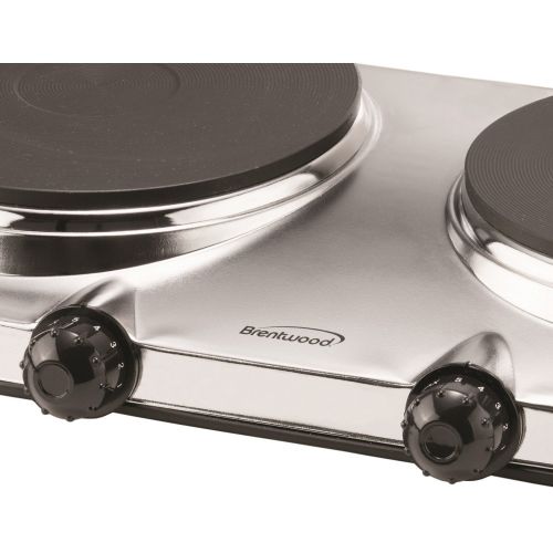  Brentwood TS-372 1440w Double Electric Hotplate, Silver