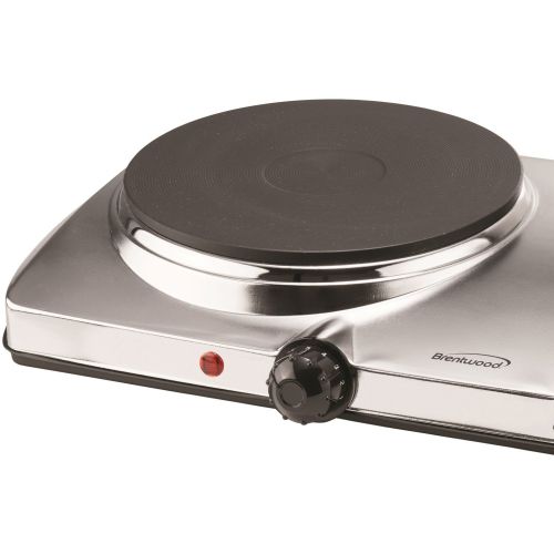  Brentwood Appliances TS-372 1,440-Watt Electric Double Hot Plate, Pack of 1, Silver