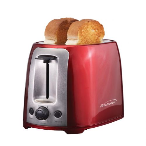  Brentwood Appliances TS-292R 2-slice Cool Touch Toaster (red & Stainless Steel)