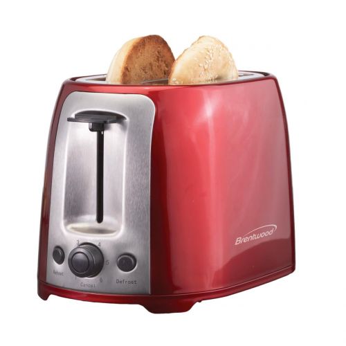  Brentwood Appliances TS-292R 2-slice Cool Touch Toaster (red & Stainless Steel)