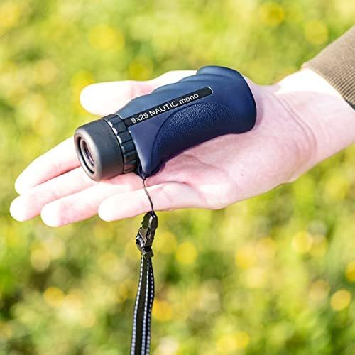  [아마존베스트]Bresser Nautic monocular 8 x 25 with waterproof housing and nitrogen filling with 122m large field of vision, BaK-4 glass and multi-layer coating, including hand strap and transpor