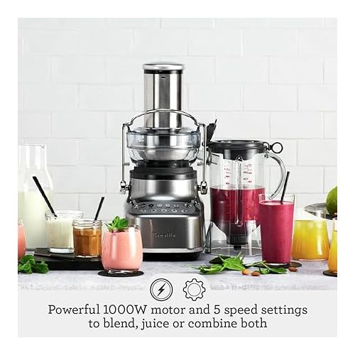 브레빌 Breville Bluicer Blender and Juicer BJB615SHY, Smoked Hickory