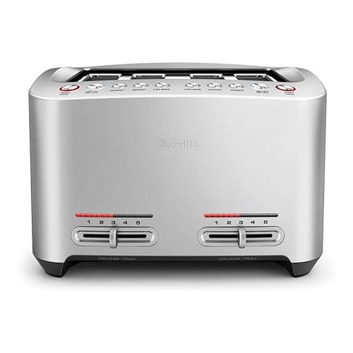 브레빌 Breville Die-Cast Smart Toaster 4 Slice BTA840XL, Brushed Stainless Steel