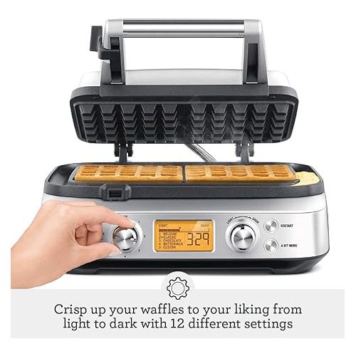 브레빌 Breville BWM620XL the Smart Waffle Pro 2 Slice Waffle Maker, Brushed Stainless Steel