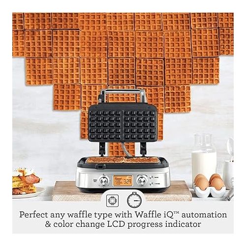 브레빌 Breville BWM620XL the Smart Waffle Pro 2 Slice Waffle Maker, Brushed Stainless Steel