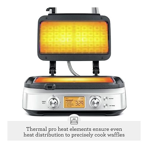 브레빌 Breville BWM620XL the Smart Waffle Pro 2 Slice Waffle Maker, Brushed Stainless Steel