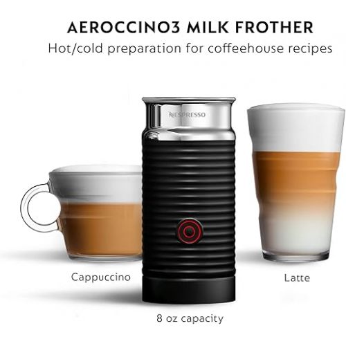 브레빌 Nespresso VertuoPlus Deluxe Coffee and Espresso Machine by Breville with Milk Frother, Titan
