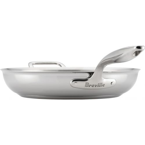 브레빌 Breville Thermal Pro Stainless Steel Frying Pan / Fry Pan / Skillet with Helper Handle - 12.5 Inch, Silver