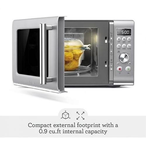 브레빌 Breville Compact Wave Soft Close Microwave BMO650SIL, Silver