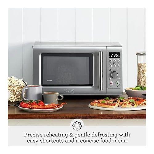 브레빌 Breville Compact Wave Soft Close Microwave BMO650SIL, Silver