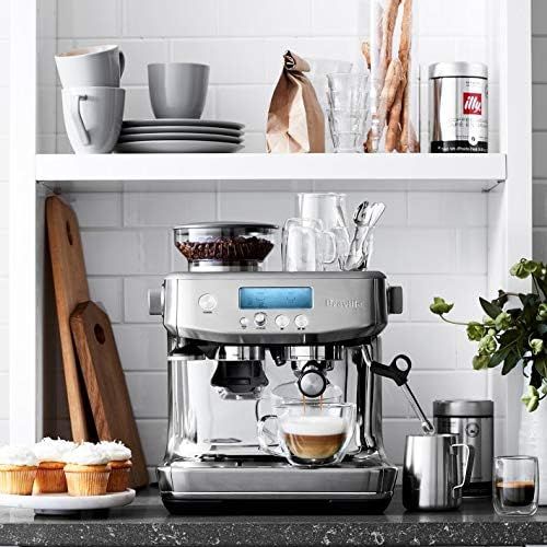 브레빌 Breville the Barista Pro BES878 Automatic Espresso Machine w/Integrated Conical Burr Grinder (Brushed Stainless Steel)