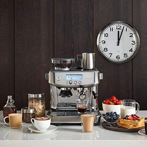 브레빌 Breville the Barista Pro BES878 Automatic Espresso Machine w/Integrated Conical Burr Grinder (Brushed Stainless Steel)