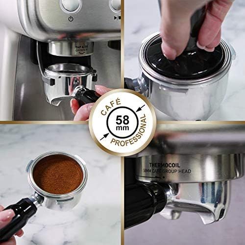 브레빌 Breville VCF126X Barista Max Siebtrager (2,8 L Wassertank, integriertes Mahlwerk und Milchschaumer, Edelstahl auch fuer Latte und Cappuccino)