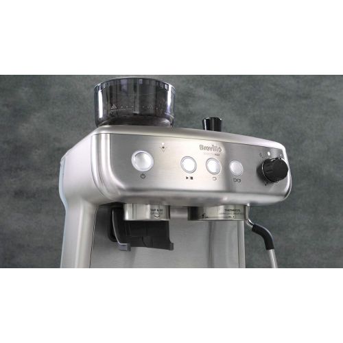 브레빌 Breville VCF126X Barista Max Siebtrager (2,8 L Wassertank, integriertes Mahlwerk und Milchschaumer, Edelstahl auch fuer Latte und Cappuccino)