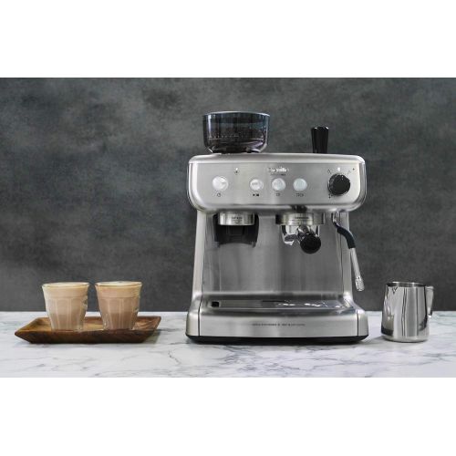 브레빌 Breville VCF126X Barista Max Siebtrager (2,8 L Wassertank, integriertes Mahlwerk und Milchschaumer, Edelstahl auch fuer Latte und Cappuccino)