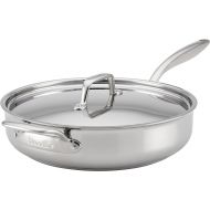 Breville Clad Stainless Steel Saute Pan / Frying Pan / Fry Pan with Lid and Helper Handle - 5 Quart, Silver