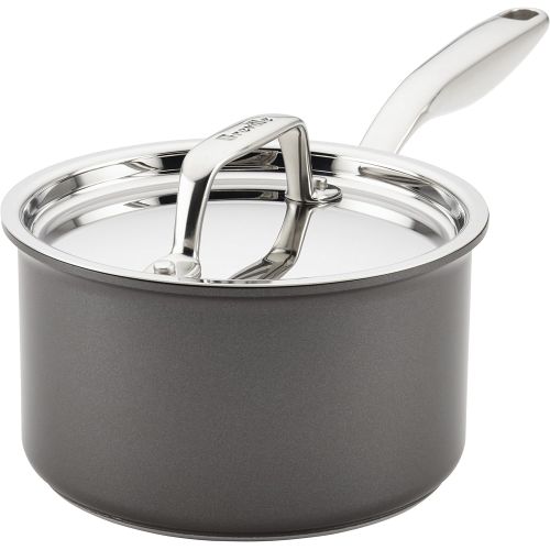 브레빌 Breville Thermal Pro Hard Anodized Nonstick Sauce Pan/Saucepan with Lid, 4 Quart, Gray