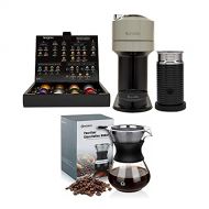 Breville Nespresso BNV550GRY1BUC1 Vertuo Next Coffee and Espresso Machine (Light Gray) Bundle with 14oz Pour Over Coffee Maker Set (2 Items)