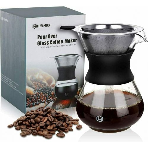 브레빌 Breville Nespresso BNV550GRY1BUC1 Vertuo Next Coffee and Espresso Machine (Light Gray) Bundle with 14oz Pour Over Coffee Maker Set (2 Items)
