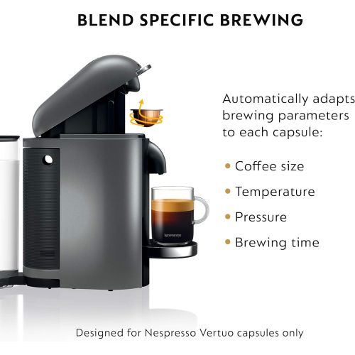 브레빌 Nespresso BNV450TTN VertuoPlus DeluxeEspresso Machine with Aeroccino by Breville, Titan