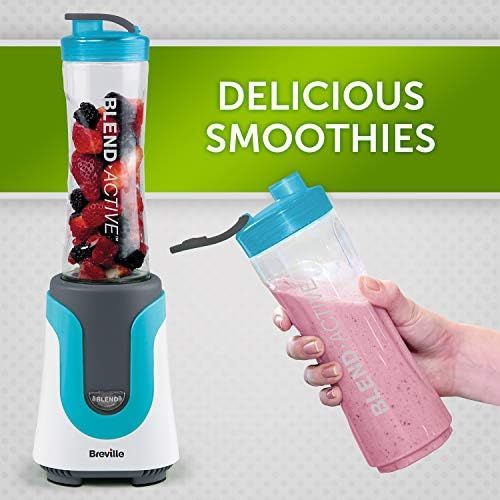 브레빌 Breville Blend Active Personal Mixer & Smoothie Maker with 2 Portable Mixing Bottles (600ml) 300W Blue [VBL136]