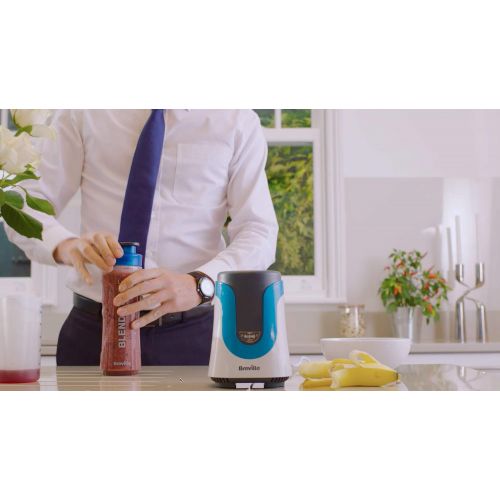 브레빌 Breville Blend Active Personal Mixer & Smoothie Maker with 2 Portable Mixing Bottles (600ml) 300W Blue [VBL136]