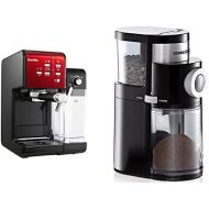 Breville Prima Latte II Espresso | Milk Coffee and Cappuccino Machine, Red, and Rommelsbacher Coffee Grinder EKM 200 Aroma Friendly Disc Grinder, 110 Watt, Black