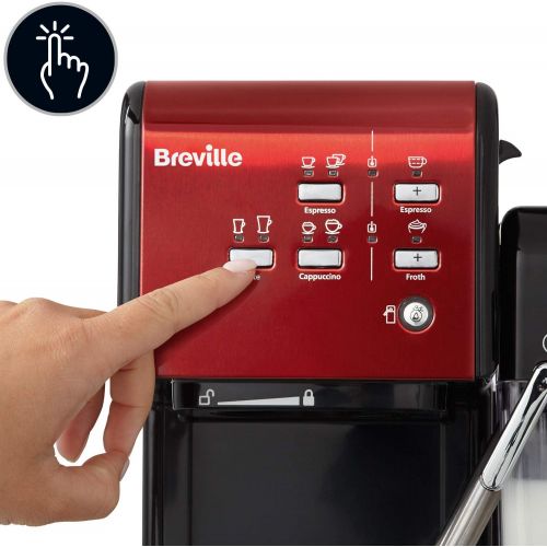 브레빌 Breville Prima Latte II Espresso | Milk Coffee and Cappuccino Machine, Red, and Rommelsbacher Coffee Grinder EKM 200 Aroma Friendly Disc Grinder, 110 Watt, Black