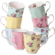 BTaT- Royal Coffee Mugs, 12 oz, Set of 8, Floral Mugs, Porcelain Bone China, Tea Mug, Coffee Mug Set, Large Coffee Mugs, Coffee Cups Set, Flower Mugs for Coffee, Tea Cups, Tea Mugs