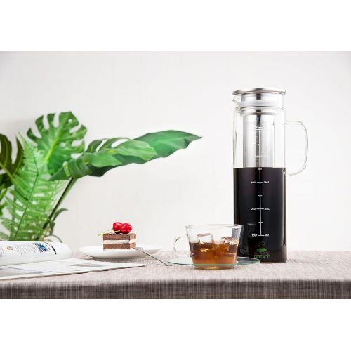  Brew To A Tea BTaT- Cold Brew Coffee Maker, 1.5 Quart,48 oz Iced Coffee Maker, Iced Tea Maker, Airtight Cold Brew Pitcher, Coffee Accessories, Cold Brew System, Cold Tea Brewing, Coffee Gift, Te