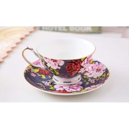  Brew To A Tea BTaT- Tea Cups, Tea Cups and Saucers Set of 6, Tea Set, Floral Tea Cups (8oz), Tea Cups and Saucers Set, Tea Set, Porcelain Tea Cups, Tea Cups for Tea Party, Rose Teacups, China Te