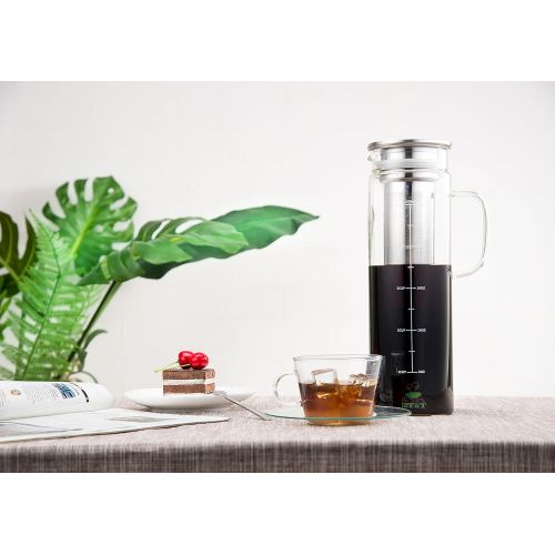  [아마존베스트]Brew To A Tea BTaT- Cold Brew Coffee Maker, 1.5 Quart,48 oz Iced Coffee Maker, Iced Tea Maker, Airtight Cold Brew Pitcher, Coffee Accessories, Cold Brew System, Cold Tea Brewing, Coffee Gift, Te