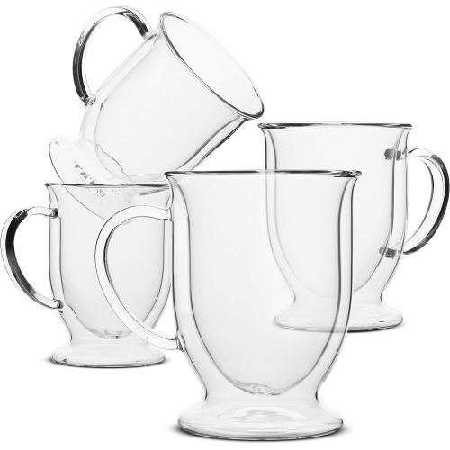  [아마존베스트]Brew To A Tea BTaT- Coffee Mug, Coffee Glass, Set of 4 (12oz, 350ml), Double Wall Glass Coffee Cups, Tea Cups, Latte Cups, Glass Coffee Mug, Beer Glasses, Latte Mug, Clear Mugs, Glass Cups, Glas