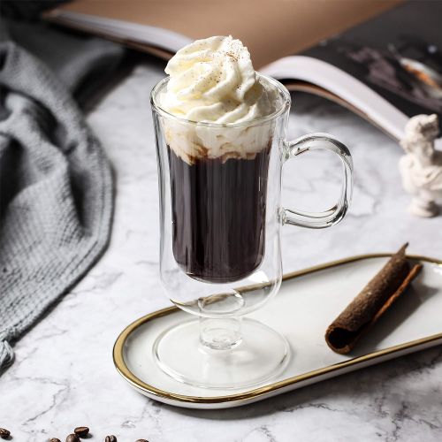  [아마존베스트]Brew To A Tea BTaT- Irish Coffee Mug, Coffee Glass, Set of 4 (10oz, 300ml), Double Wall Glass Irish Coffee Cup, Tea Cups, Latte Cups, Glass Coffee Mug, Beer Glasses, Latte Mug, Clear Mugs, Glass