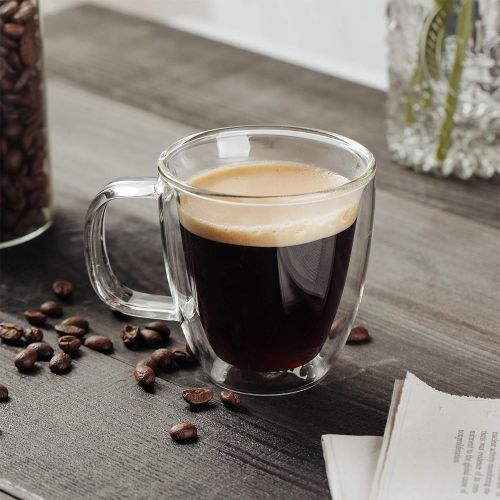  [아마존베스트]Brew To A Tea BTaT- Espresso Cups, Espresso Coffee Cups, Set of 4 (5 oz, 150 ml), Glass Coffee Mugs, Double Wall Glass Cups, Cappuccino Cups, Latte Cups, Latte Mug, Clear Coffee Cup, Espresso Gl