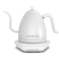 Brewista Artisan Electric Gooseneck Kettle, 1 Liter, For Pour Over Coffee, Brewing Tea, LCD Panel, Precise Digital Temperature Selection, Flash Boil and Keep Warm Settings (All White)