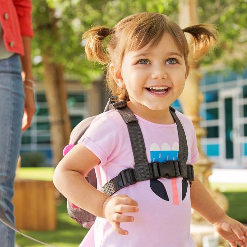  Munchkin Brica by-My-Side Safety Harness Backpack, Pink/Grey
