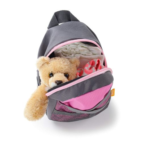  Munchkin Brica by-My-Side Safety Harness Backpack, Pink/Grey