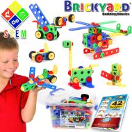 Brickyard Building Blocks 163 Piece STEM Toys Kit, Educational Construction Engineering Building Blocks Learning Set for Ages 3 4 5 6 7 8 9 10 Year Old Boys & Girls by Brickyard, Best Kids Toy, Creative Gam