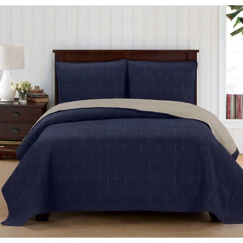  Honeycomb Reversible Embroidered Quilt Set by Brielle
